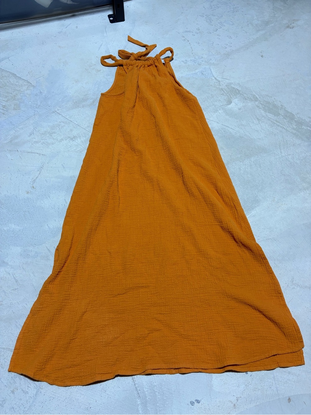 Evereve Sleeveless Tie-Strap gauzy cotton Dress Orange medium